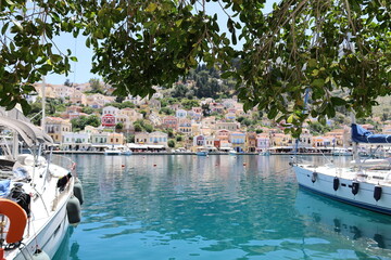 Mediterranean Beauty &ndash; Brightly Colored Houses on Symi Island, Greece