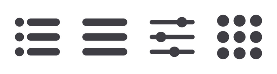 Hamburger menu icons set. Solie web icons. Vector illustration