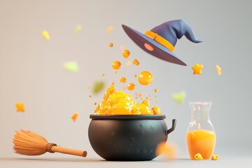 Whimsical halloween potion 3d render of witchs brew