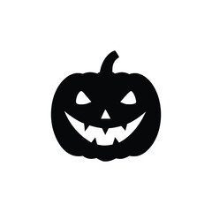 Spooky Jack-o'-Lantern Silhouette – Black Halloween Pumpkin with Sharp Features on Transparent Background
