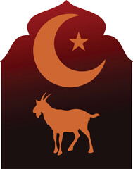 Illustration of Eid al-Fitr and Eid al-Adha icons, various sacrificial animals with transparent backgrounds as per design needs