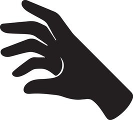 A hand stretching forward, fingers slightly apart and tensed, as if about to grab or touch something just out of reach vector silhouette art on white background
