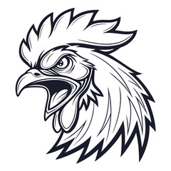 Obraz premium Aggressive Rooster Head Vector 
