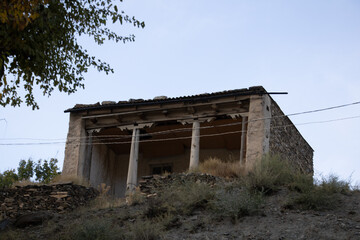 Sentyab village, Uzbekistan traditional building with wooden colums