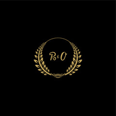RO beautiful feminine and elegant wedding monogram initial logo with circle floral gold