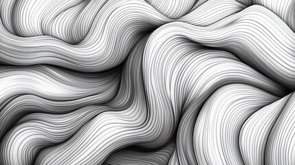 Black and White Waves Abstract Texture Background. Generative AI