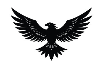 Monochrome Eagle with Spread Wings on White Background Design for Banner