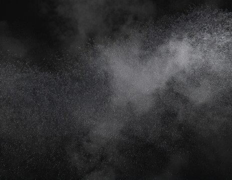 dense spray texture of floating grain particles in cloudy dissolve illustration in greyscale stippling and foggy dust effect
