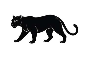 Obraz premium Minimalist Panther Stalk Pose Vector Design graphic panther