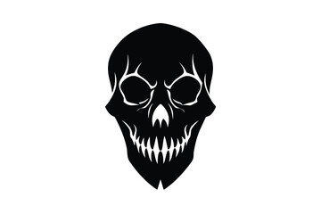 Fototapeta premium Spooky Skull Silhouette Design on White Background Black