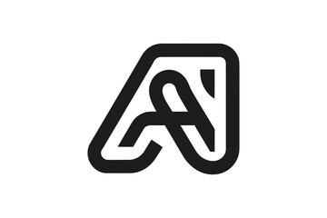 A minimalist black and white logo featuring an abstract letter a design