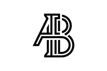 A stylized black and white logo featuring the letters a and b intertwined