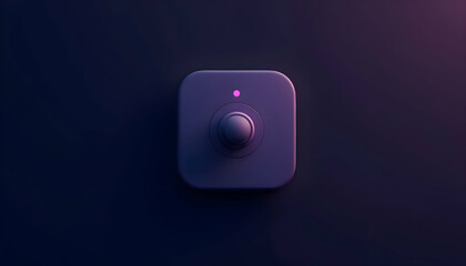 Dark, square control panel with a button.