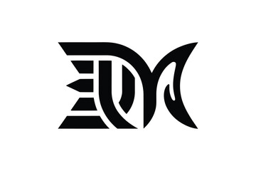 A graphic design of a logo with abstract shapes in black and white style