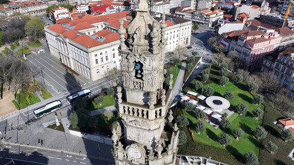 Clerigos Church At Porto In Porto District Portugal. Downtown Cityscape. Religion Symbol. Medieval Building. Clerigos Church At Porto District In Portugal. Religious Temple.