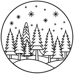 Fototapeta premium Winter Forest icon vector