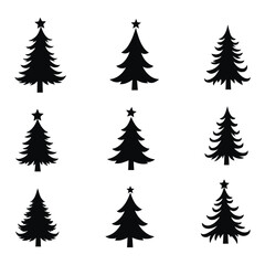 Stunning Black Outline Christmas Trees with Star Toppers for Seasonal Decor