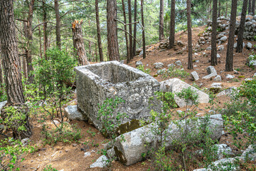 The scenic views of Idebessos, which was an ancient city in Lycia, located at the foot of the Bey Mountains to the west of the Alakır river valley, in Kumluca, Antalya, Turkey