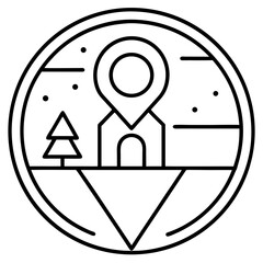 Minimalist GPS Locator Line Icon