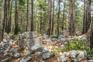 The scenic views of Idebessos, which was an ancient city in Lycia, located at the foot of the Bey Mountains to the west of the Alakır river valley, in Kumluca, Antalya, Turkey