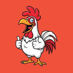Happy Cartoon Rooster Giving Thumbs Up.
