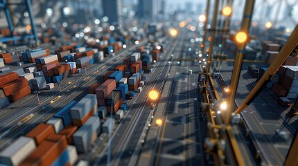 Global logistics network connecting shipping containers in a busy port - Powered by Adobe