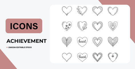 Elegant Hand-Drawn Heart Icons