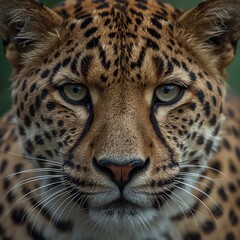 Obraz premium Close-up of a Majestic Leopard's Face
