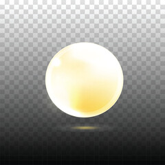 Glossy gold collagen bubble isolated on transparent background