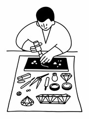 Craftsman meticulously crafting exquisite jewelry, showcasing intricate detailing and precision