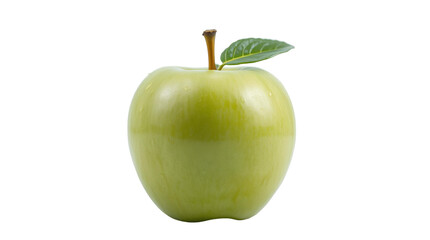 Photo of green apple and few water droplets isolated on transparent background