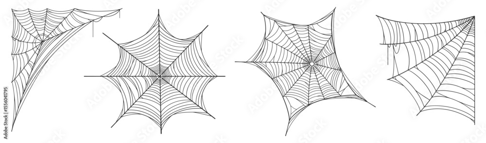 Wall mural vector set of spider web on transparent background