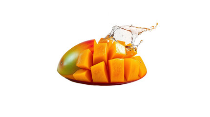 Photo of mango splash of water isolated on transparent background