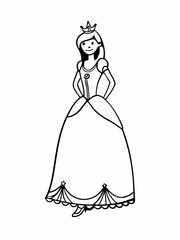 Princess Coloring Page Fairytale Girl in Gown
