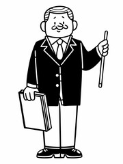 Illustration of a Friendly Male Teacher Holding Books and Pointer