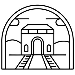 Minimalist Train Tunnel Line Art Icon