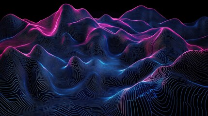 Fototapeta premium Abstract landscape of glowing lines.