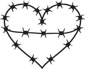 Black Barbed Heart Silhouette Vector – Dark Love Concept Art Illustration