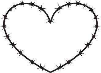 Black Barbed Heart Silhouette Vector – Dark Love Concept Art Illustration