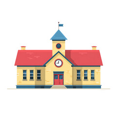 Charming Cartoon School Building Illustration on Black Background - Education Icon