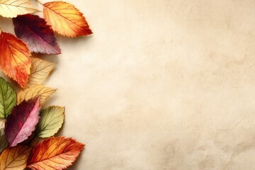 autumn leaves on wooden background