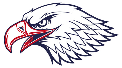 Obraz premium Stylized eagle head logo with red and blue accents on white background