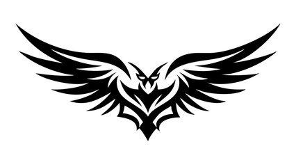 Fototapeta premium Tribal Eagle Tattoo Design Vector Logo with Detailed Wings