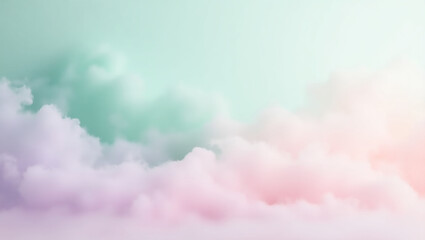 Fototapeta premium Pastel clouds dance in a dreamy sky, evoking a sense of serenity and ethereal beauty. Soft, pastel colors blend to create a captivating visual experience. 