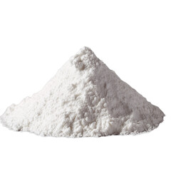Isolated heap of white powder against black background studio shot minimalist