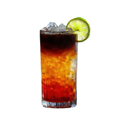 Refreshing Dark and Stormy Cocktail with Lime Garnish on Black Background