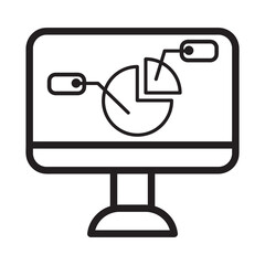 diagram analysis icon with outline style and black color