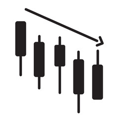 crypto trading analysis icon with up condition with outline style black color