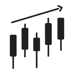 crypto trading analysis icon with down condition with outline style black color