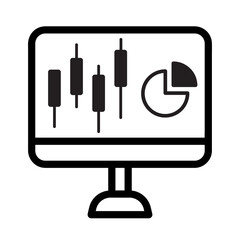 The monitor icon displays the investment chart analysis in outline style with black color.